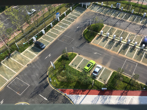 Parking lot view with Electric Vehicle Charging Station at AC PARK complex at Guiyang Longdongbao International Airport transportation hub  on 24th September 2024 - Stock Image