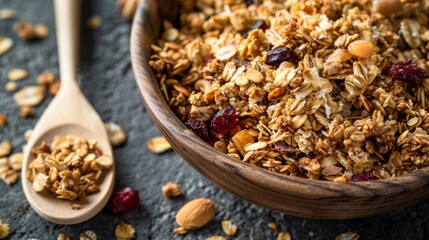 A delectable and healthful breakfast option is the lightly toasted muesli or granola cereal. 