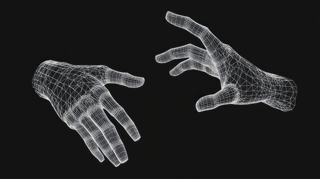 Wireframe Hands Reaching Out