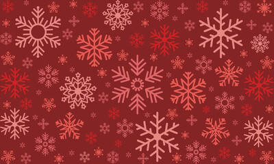 Festive red snowflake pattern, vector illustration.