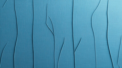 Blue textured wall surface with abstract vertical wavy lines creating a modern artistic background design