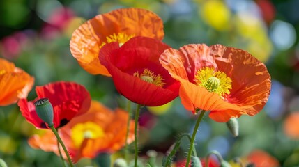 Poppy flowers are vibrant and colorful blooms that are commonly known for their delicate petals and striking appearance. 