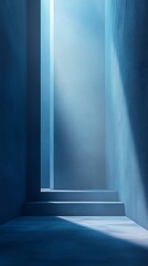 Obraz premium Blue abstract design featuring minimalist flowing wave texture for a tranquil background