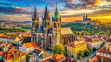 Obraz premium Macro immersive tour of medieval Europe discovering Gothic cathedrals, historic landmarks, rich cultural heritage in Prague and Zurich