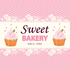 Advertising banner for a bakery or pastry shop. Vector illustration