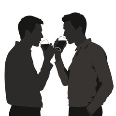 black silhouettes of two men with glasses of beer