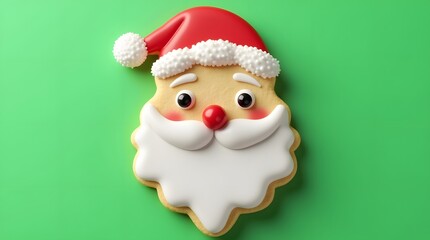 Fototapeta premium Christmas Theme Cute 3D Santa Cookies Low Poly Festive Wallpaper Background Render Xmas