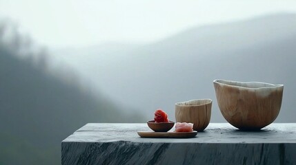   A bowl of fruit sits on top of a table, accompanied by a plate of fruit and another bowl of fruit