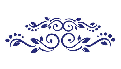 Ornamental Floral Design A classic black and white floral design element featuring elegant, curved leaves and intricate detailing. Perfect for use in decorative borders, logos, or vintage-inspired gra © mafas