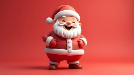 Obraz premium Christmas Theme Cute 3D Santa Claus Laughing Low Poly Festive Wallpaper Background Render Xmas