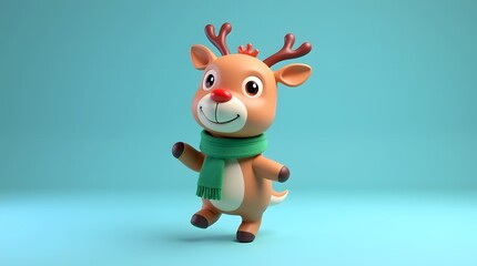 Christmas Theme Cute 3D Reindeer Rednose Rudolph Low Poly Festive Wallpaper Background Render Xmas