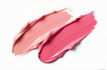 Creamy Natural Lipstick Swatches: Soft Beige and Rosy Pink on Clean White Background with Smooth Glossy Texture