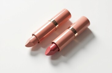 Earthy Lipstick Duo: Modern Packaging Showcasing Light and Deep Tones on Clean White Background