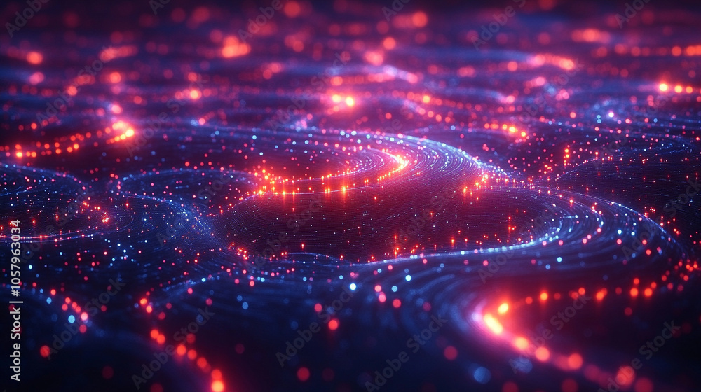 Poster abstract digital network banner featuring a complex web of interconnected lines and glowing nodes. t