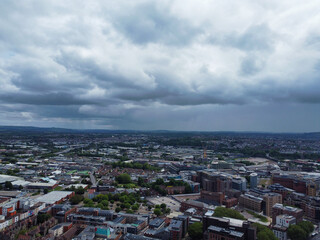 An Aerial View of Buildings at Central Bristol City of Southwest of England, United Kingdom. May 27th, 2024. The High Angle Footage Was Captured with Drone's Camera from High Altitude.