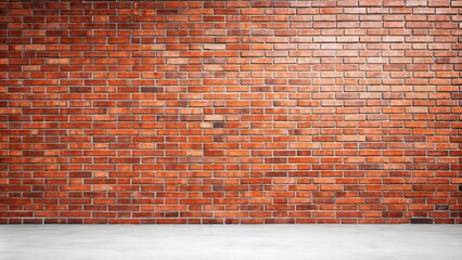 Minimalist red brick wall isolated on white background