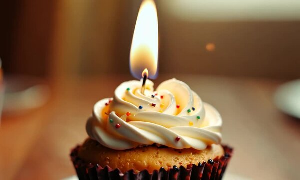 birthday cupcake with candle