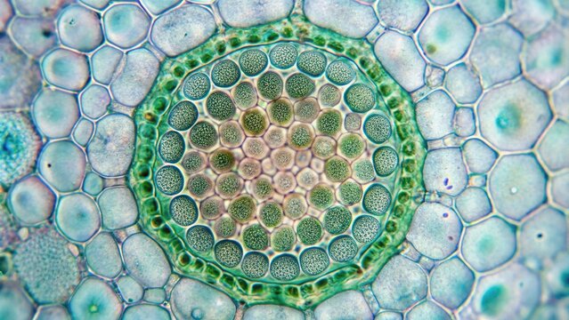 Mitosis cell division in onion root tip under light microscope