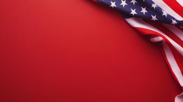 American Flag on Red Background