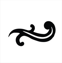 Ornamental Floral Design A classic black and white floral design element featuring elegant, curved leaves and intricate detailing. Perfect for use in decorative borders, logos, or vintage-inspired gra