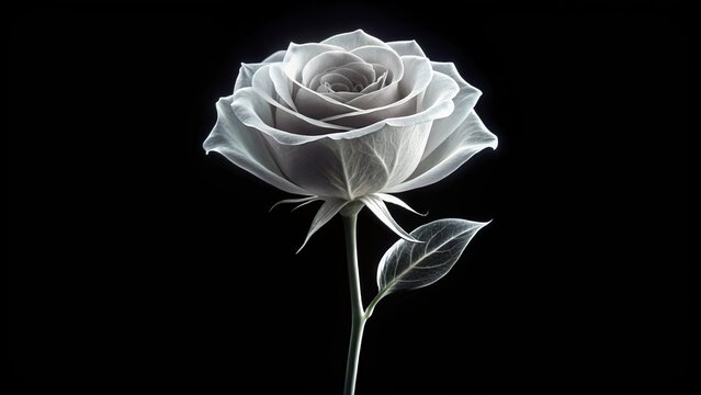 Macro aesthetic x ray image of a white and black rose