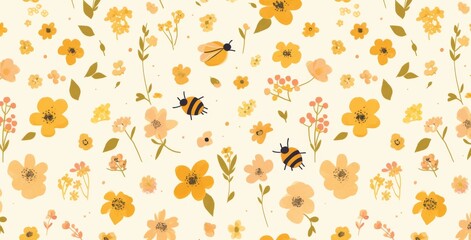  a honey pot and comb pattern in a cartoon style