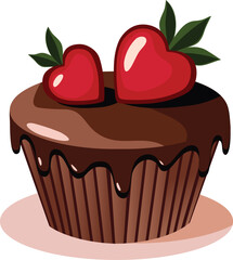 Valentine’s Day Cupcake with Sweet Strawberry  Decoration