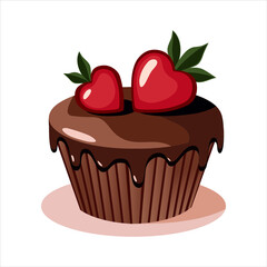 Valentine’s Day Cupcake with Sweet Strawberry  Decoration