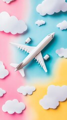 Airplane Flying Above Colorful Clouds