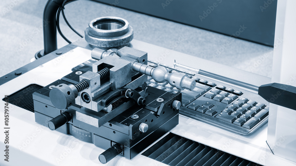 Poster Quality control on milling CNC machine, coordinate measuring machine, Quality control machine
