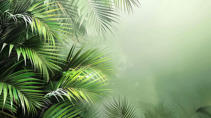 Lush green palm leaves against a soft blurred background.