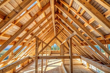 Obraz premium Macro photo of detailed wooden roof beam