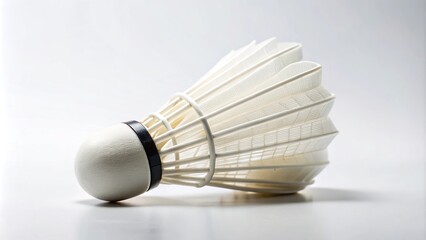 Macro photo of shuttlecock on white background