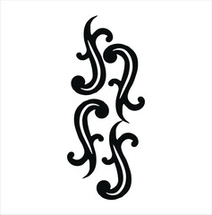 Obraz premium Ornamental Floral Design A classic black and white floral design element featuring elegant, curved leaves and intricate detailing. Perfect for use in decorative borders, logos, or vintage-inspired gra