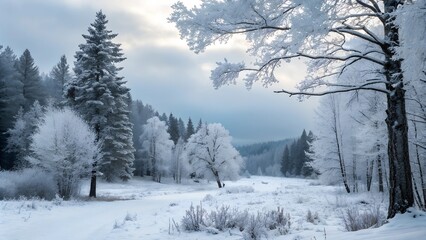 Obraz premium winter forest in snow