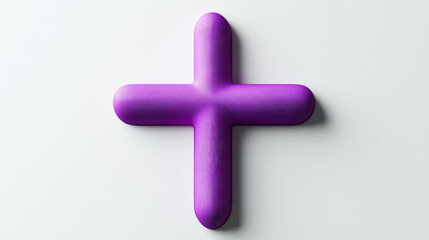 Obraz premium 3D-ed purple cross shape isolated on a white background with rounded edges and smooth texture