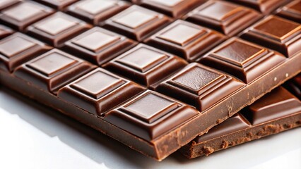 Macro shot of a chocolate bar with chocolate pieces