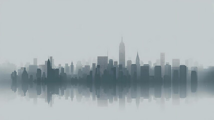 Obraz premium Cityscape in shades of gray. A beautiful, minimalist cityscape with a focus on the buildings and their shapes.