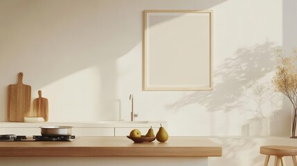 Minimalist Kitchen Interior with Natural Light and Decorative Elements