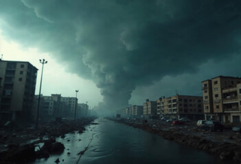 A city ​​devastated by a hurricane  