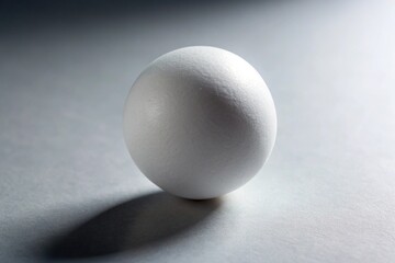 Macro white ball on a gray background with shadow