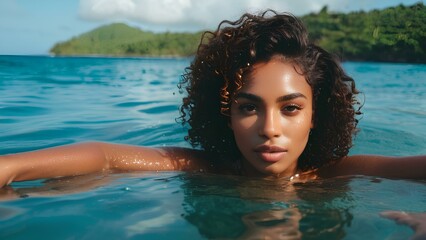 Influencer Swimming in the Sea