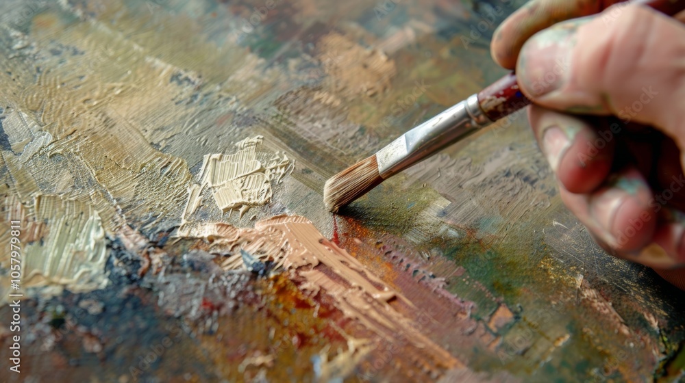 Aufkleber a closeup of a conservators artistic brushstrokes skillfully recreating missing sections of a damage