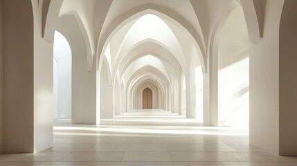 Obraz premium Serene Interior of a White Archway Hallway