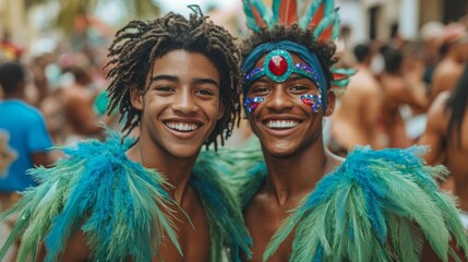 Naklejka premium Young men celebrating together.
