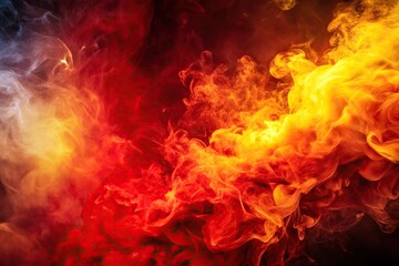 Medium shot of abstract fire and smoke with red and yellow colors