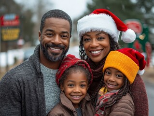 Joyful family celebrating Christmas.