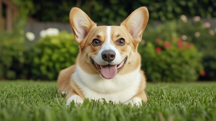 Happy Dog Enjoying Playtime in the Garden