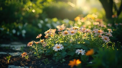 Obraz premium Beautiful Close-Up of Colorful Backyard Flowers