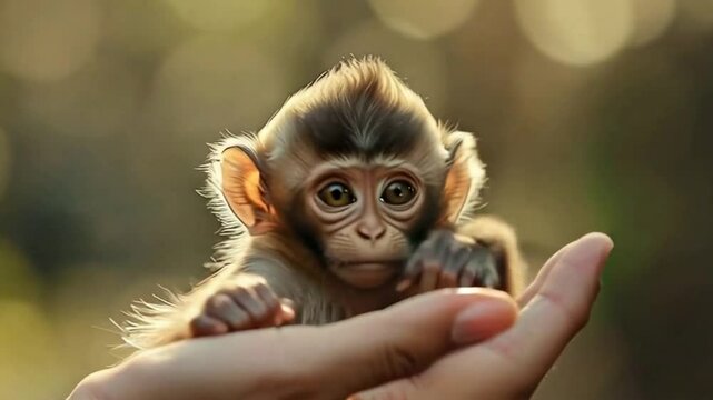 cute animals in a human hand to protect wildlife